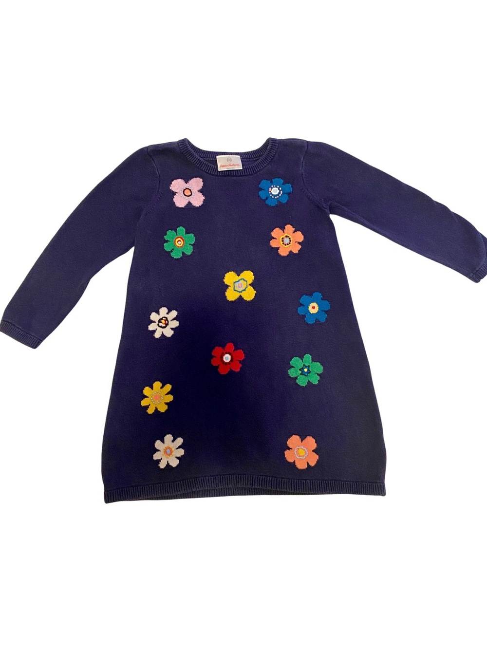 Hanna Andersson Girls Long Sleeve cotton embroidered flower dress 5